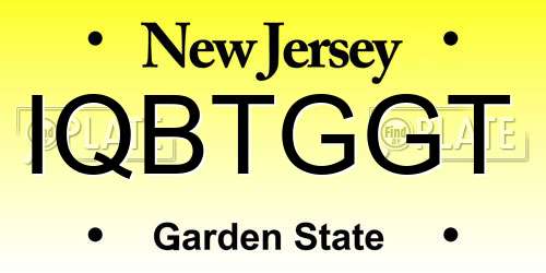 IQBTGGT New Jersey License Plate