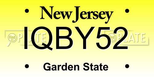 IQBY52 New Jersey License Plate