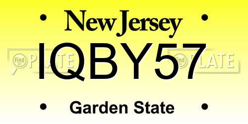 IQBY57 New Jersey License Plate