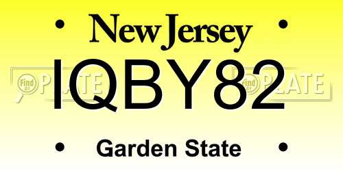 IQBY82 New Jersey License Plate