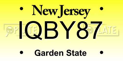 IQBY87 New Jersey License Plate