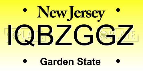 IQBZGGZ New Jersey License Plate