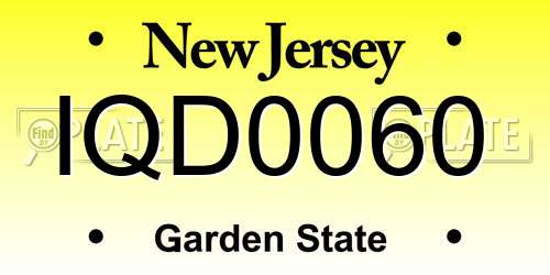 IQD0060 New Jersey License Plate