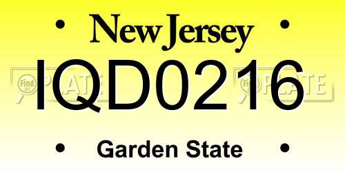 IQD0216 New Jersey License Plate