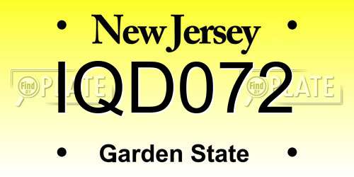 IQD072 New Jersey License Plate