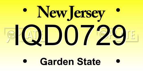IQD0729 New Jersey License Plate