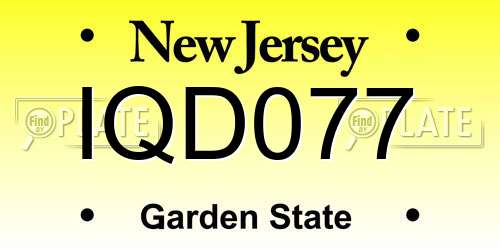 IQD077 New Jersey License Plate