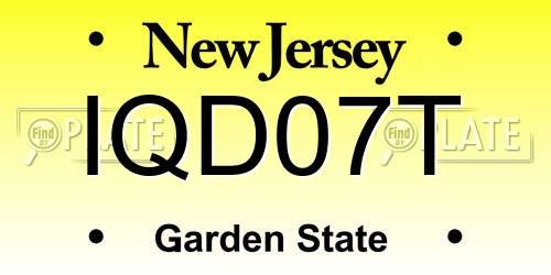 IQD07T New Jersey License Plate