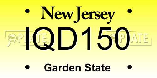 IQD150 New Jersey License Plate