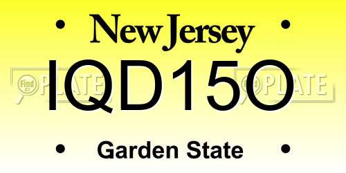 IQD15O New Jersey License Plate
