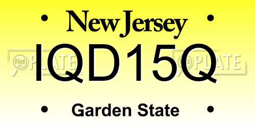 IQD15Q New Jersey License Plate