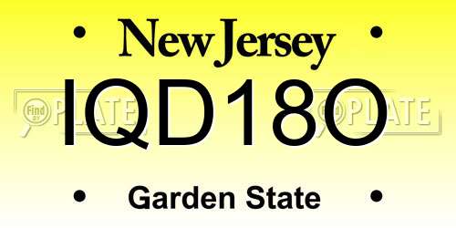 IQD18O New Jersey License Plate