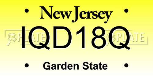 IQD18Q New Jersey License Plate