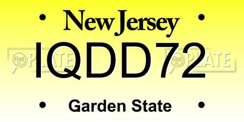 IQDD72 New Jersey License Plate