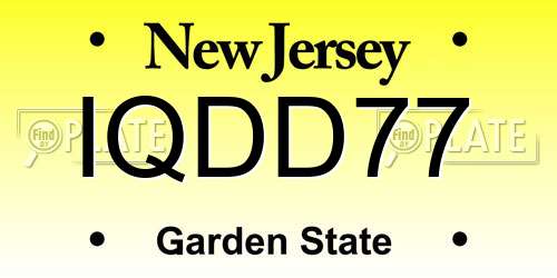 IQDD77 New Jersey License Plate