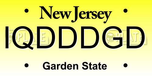 IQDDDGD New Jersey License Plate