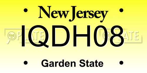 IQDH08 New Jersey License Plate