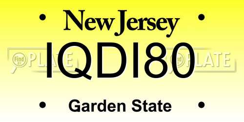 IQDI80 New Jersey License Plate