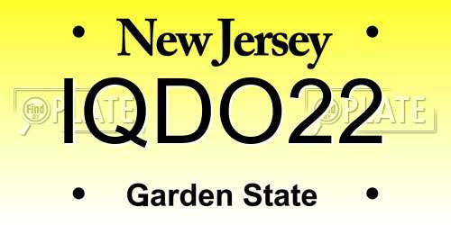 IQDO22 New Jersey License Plate