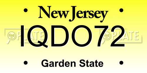 IQDO72 New Jersey License Plate