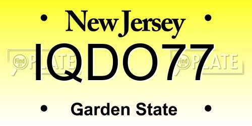 IQDO77 New Jersey License Plate