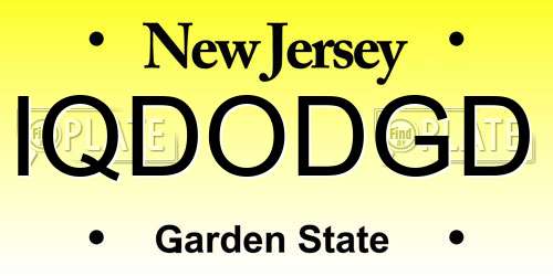 IQDODGD New Jersey License Plate