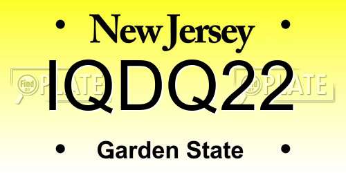 IQDQ22 New Jersey License Plate