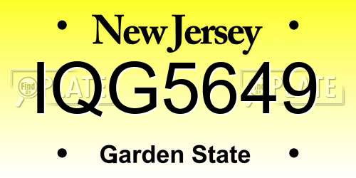 IQG5649 New Jersey License Plate