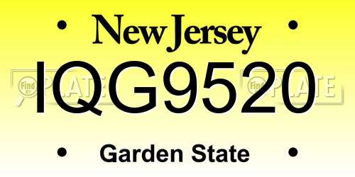 IQG9520 New Jersey License Plate