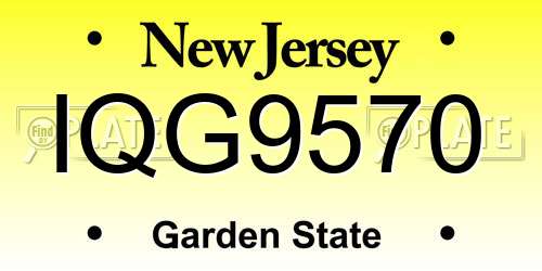 IQG9570 New Jersey License Plate