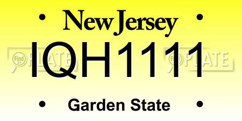 IQH1111 New Jersey License Plate