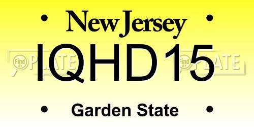IQHD15 New Jersey License Plate