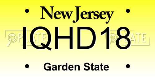 IQHD18 New Jersey License Plate