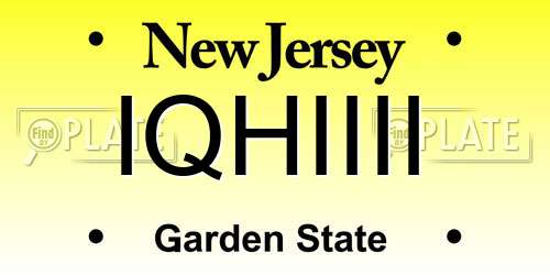 IQHIIII New Jersey License Plate