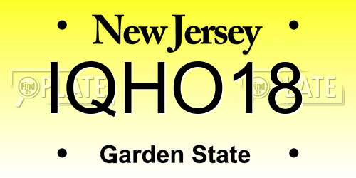 IQHO18 New Jersey License Plate