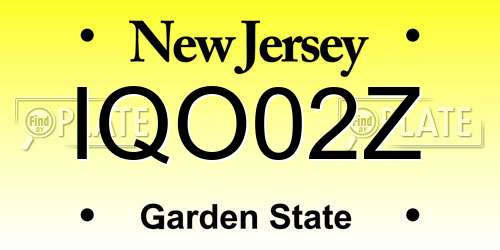 IQO02Z New Jersey License Plate