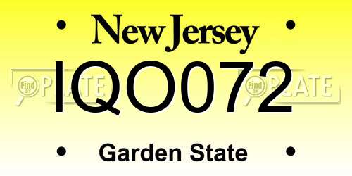 IQO072 New Jersey License Plate