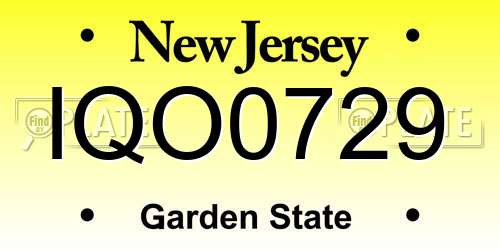 IQO0729 New Jersey License Plate