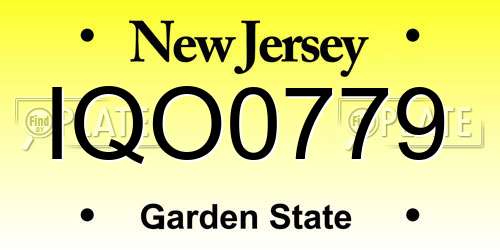 IQO0779 New Jersey License Plate