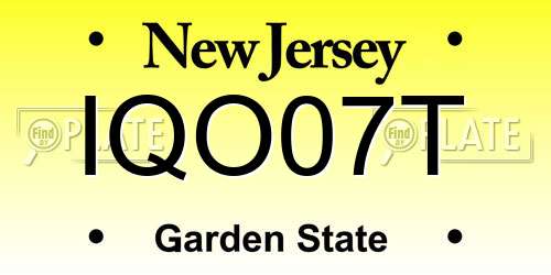 IQO07T New Jersey License Plate