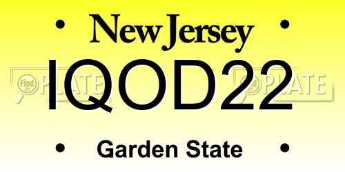 IQOD22 New Jersey License Plate
