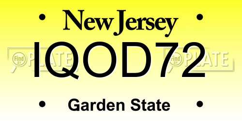 IQOD72 New Jersey License Plate