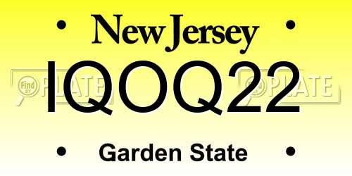 IQOQ22 New Jersey License Plate