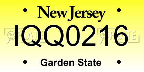 IQQ0216 New Jersey License Plate
