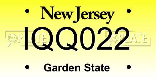 IQQ022 New Jersey License Plate