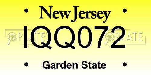 IQQ072 New Jersey License Plate