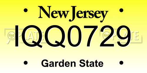 IQQ0729 New Jersey License Plate