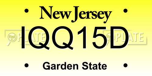 IQQ15D New Jersey License Plate