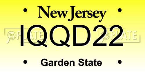 IQQD22 New Jersey License Plate