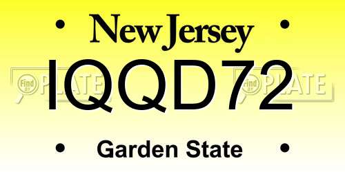 IQQD72 New Jersey License Plate